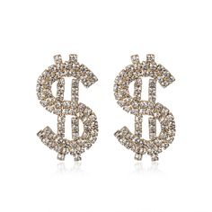 Material: Zinc Alloy, RhinestonesSize: 4.7cm by 2.4cmWeight: 8.7g per pairDesign: Crystal Money Dollar Sign Drop Statement EarringsColor: White, Silver, Yellow Gold Money Earrings, Money Symbol, Dollar Sign, Statement Drop Earrings, Girl Friend, Crystal Stud Earrings, Silver Dollar, Crystal Drop, Engagement Anniversary