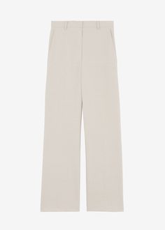 Color: Beige Midweight suiting fabric Relaxed fit Straight leg Mid rise Pressed crease detail Slant hip pockets Illusion welt back pockets Belt loops Hook and bar closure Zip fly 64% Polyester 30% Rayon 6% Spandex Dry Clean By The Frankie Shop. Imported