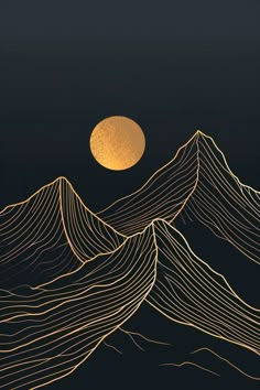 the sun is setting over mountains with lines on them