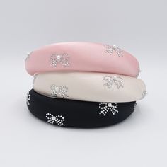 "lightly padded headband slightly higher than flat hairband hotfix bow with pearl stud satin fabric Medium size in width height of headband: 0.39\"=1 cm Width of hairband: 1.18\"=3 cm the embellishment would be easily falling off. --------------------------------- if your address is other than U.S. and gets automatic free shipping, please click below and buy a shipping listing. U.K., Canada, Australia, and other country customers need to buy the below shipping listing. Free shipping is only elig Ribbon Hairband, Navia Robinson, Eva Hair, Luxury Headbands, Pink Hair Accessories, Birthday Accessories, Designer Headbands, Pink Hello Kitty, Padded Headband