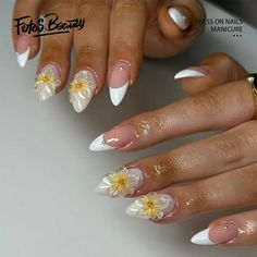 False Nails, Fake Nails, Press On Nails, Glue, Almond, Collar, Nails, Yellow, Flowers