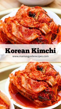 korean kimchi with red sauce on the side