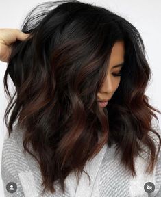 Chocolate Bayalage Hair Dark Brown Short, Shorter Hairstyles, Dark Fall Hair, Fall Winter Hair Color, Black Hair Balayage, Black Bob, Dark Hair With Highlights, Hair Masks, Brown Hair Balayage