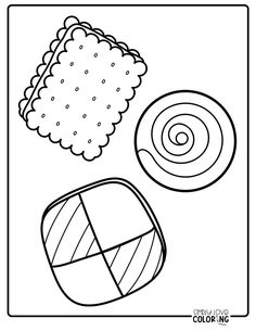 a coloring page with some food items