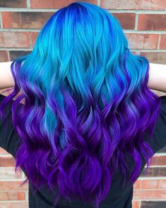 Hair Color Ideas Bright, Purple And Teal Hair, Summer Hairstyles For Straight Hair, Peacock Hair Color, Purple Blue Hair, Purple And Blue Hair, Ideas For Hairstyles, Blue Purple Hair, Hairstyles For Summer