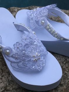 Wedding Flip Flops / Wedges .Bridal Flip Flops. Sandals for Bride. Shoes for Bride . Gifts for Bride. Pearl Wedding Shoes. Low Heel shoes Sandals For Bride, Bling Wedding Shoes, Bridal Flip Flops, Pearl Wedding Shoes, Shoes For Bride, Decorating Flip Flops, Gifts For Bride, Wedding Flip Flops, Beach Wedding Shoes