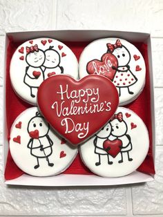 valentine's day decorated cookies in a box