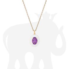 JP0141-AM-ENWH-Y 'Queen' Faceted Oval Amethyst Pendant with White Enamel in 18K Yellow Gold Stone Size: 7 x 5 mm Length: 18 in Approx. gemstone Wt: 0.70 Carats (Amethyst) Luxury Oval Cabochon Necklace, Luxury Oval Amethyst Jewelry, Luxury Amethyst Pendant Necklace, Luxury White Gold Amethyst Necklace, Luxury Jewelry With Oval Cabochon Gemstone Accents, Classic Oval Amethyst Necklaces, White Oval Pendant With Polished Finish, Elegant White Cabochon Gemstones, Elegant White Oval Cabochon Necklace