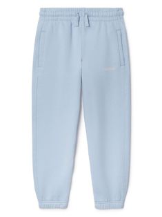 light blue cotton logo print at the leg elasticated drawstring waistband two side welt pockets tapered leg elasticated cuffs Light Blue Relaxed Fit Sweatpants For Loungewear, Blue Athleisure Sweatpants For Spring, Blue Relaxed Fit Pants With Ribbed Cuffs, Spring Blue Athleisure Sweatpants, Blue Sporty Sweatpants For Spring, Casual Light Blue Sweatpants For Loungewear, Light Blue Relaxed Fit Casual Sweatpants, Cotton Joggers With Logo Waistband For Jogging, Casual Blue Joggers With Elastic Cuffs