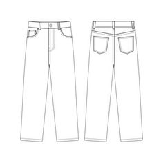 the front and back views of men's jeans, with pockets on each side