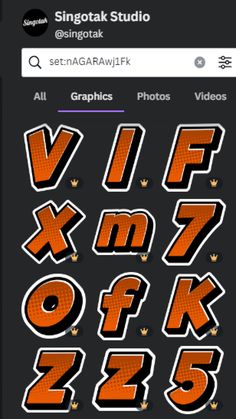 an orange and black alphabet sticker on a cell phone