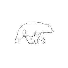 a black and white line drawing of a bear on a white background with the outline of it's body