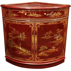 Armoire D'angle, Red Furniture, Accent Chests, Accent Chests And Cabinets, Asian Homes, Red Lacquer, Corner Cabinet, Accent Doors, Accent Cabinet