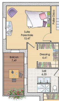 a floor plan for a bedroom and living room in a house or apartment with two separate rooms