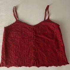 Embroidered Strap Top, Eight Bottom Closure On The Front, Side Splits At The Bottom. Adjustable Straps. Nwot Side Splits, Strap Top, Strap Tops, Embroidered Top, Abercrombie Fitch, Adjustable Straps, Womens Tops, Tank Tops, Red