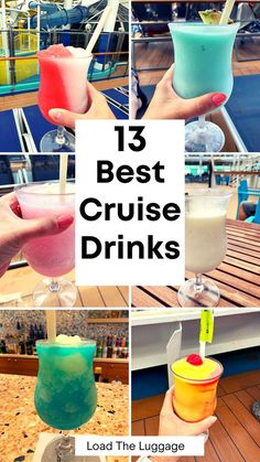 13 best cruise drinks.  Image is 6 of the best frozen cruise cocktails. Cruise Drinks Carnival, Carnival Cruise Drinks Recipes, Cruise Drinks Royal Caribbean, Best Carnival Cruise Drinks, Carnival Cruise Drinks Cocktails, Royal Caribbean Drinks Cocktails, Drinks To Order On A Cruise, Cruise Cocktails, Norwegian Cruise Line Drinks