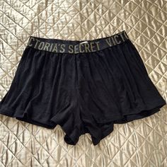 Victoria Secret Ribbed Pajamas Short Boxers With Gold Logo Color Black Multiple Sizes New With Tags Black Short Sleepwear For Pajama Party, Black Short Sleepwear For Sleepover, Victoria's Secret Stretch Loungewear Sleepwear, Victoria's Secret Stretch Sleepwear For Loungewear, Black Pajama Shorts For Sleepover, Casual Black Victoria's Secret Sleepwear, Black Stretch Short Sleepwear, Black Cotton Pajama Shorts For Bedtime, Stretch Black Pajama Shorts For Loungewear