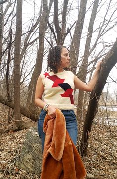 VINTAGE ZIGGY STARDUST 70'S VINTAGE SWEATER VEST $34 Retro Sleeveless Sweater Vest For Fall, Retro Winter Sweater Vest, Fitted Retro Sweater Vest For Fall, High Waist Flare Jeans, Vintage Sweater Vest, Jeans Details, Ziggy Stardust, Star Sweater, Sequin Jacket