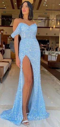 Charming Blue Off The Shoulder Sequin Sparkly Glitter Mermaid Elegant – bridalsew Bridesmaid Dresses Floor Length, Modest Women, Glitter Mermaid, Grad Ideas, Amazing Dresses, 16 Dress, Fashionable Clothes, Prom Dress Inspiration, Cheap Bridesmaid Dresses