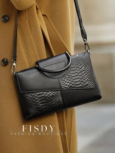 Fisdy - Crocodile Print Paneled Clutch Bag: A Stylish and Versatile Crossbody Bag for the Modern Professional Urban Bags, Crocodile Print, Casual Dinner, Bag Vintage, Handbag Shoes, Pouch Bag, Olivia Mark, Leather Crossbody Bag, Leather Crossbody