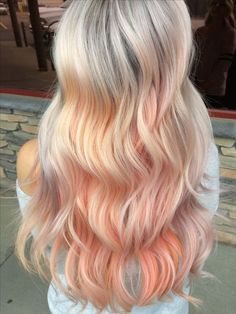 Peach And Blonde Hair, Rainbow Hair Colors, Peach Hair Color, Peach Hair Colors, Colors For 2024, Rainbow Hair Color, Peach Hair, Hair Color Pastel