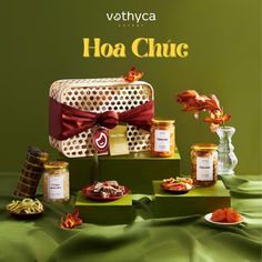 an advertisement for voathyca with food on display