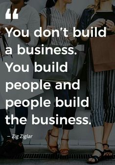 three women standing next to each other with the words, you don't build a business