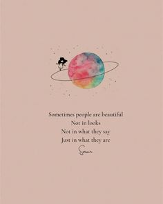 a quote on the side of a pink background with an image of a person sitting on top of a rainbow ball