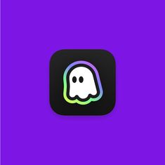 the ghost app icon is displayed on a purple background