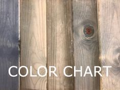 wood planks with the words color chart in white overlaying each paneled