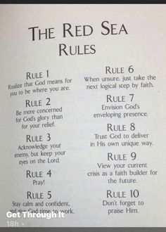 an open book with rules for the red sea rules