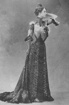 Fashion Plate - Les Modes - 1901 1900s Evening Gown, Paris Evening, Images Victoriennes, 1900 Fashion, 파티 드레스