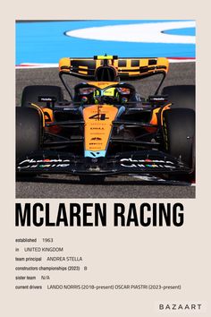 the front cover of a magazine with a racing car on it's back side