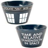 two bowls with the words time and relatives in space printed on them