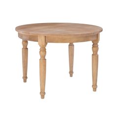 a wooden table with two legs and a small round wood table top on one end