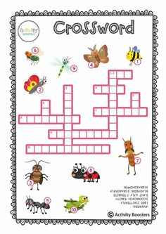 a crossword puzzle with animals and insects