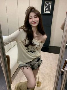 Lunivop Coquette Off Shoulder Beige T-shirts Women Y2k Style Irregular Long Sleeve Oversized Tops Korean Reviews Many Clothes 1Measurement In CM size Bust(cm) Body Length(cm) Sleeve(cm) S 82 59 49 M 86 60 50 L 90 61 51 XL 94 62 52 XXL 98 63 53 Please allow 1-3cm differs due to manual measurement. Please understand there will be color difference due to different display and light. Streetwear Cargo Pants, Tops Korean, Beige T Shirts, Oversized Tops, Summer Bodycon Dress, Women Y2k, T Shirts Women, Y2k Jeans, Denim Mini Dress