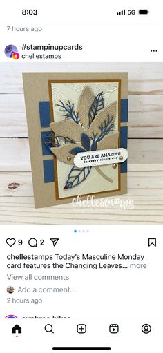 an image of a card that has been made with stampin's products on it