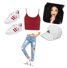 "Baddie" by angelika-rogers on Polyvore featuring adidas, Topshop and Kylie Cosmetics Ripped Boyfriend Jeans, Adidas Trainers, Ribbed Tank Tops, Ribbed Tank, Boyfriend Jeans