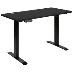 a black computer desk sitting on top of a white background