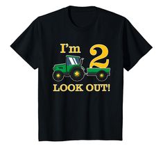 PRICES MAY VARY. This design is perfect for the two-year-old son or grandson in your life who loves tractors! The fun and vibrant design are sure to bring a smile to his face. Best to be worn at a birthday party with a farm tractor themed. Lightweight, Classic fit, Double-needle sleeve and bottom hem Tractor Design, Two Year Olds, Farm Tractor, Birthday Design, Vibrant Design, Boys T Shirts, A Smile, Branded T Shirts, Tractor