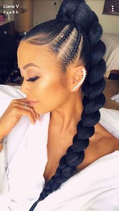 Braided Ponytails, Halo Braids, Black Ponytail, Weave Ponytail Hairstyles, Weave Ponytail, Twist Braid