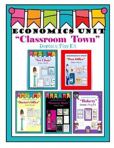 the classroom town dramatic play kit includes posters and games