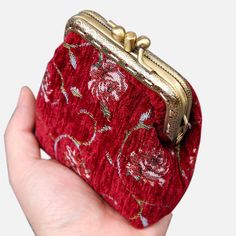 With a nod to the Victorian era, MCW’s freshly combines the classic and elegant design of the traditional carpet bag with a textural and tactile twist.The main body of coin purse is made with rich chenille carpet, cotton floral canvas, and brass clasp with double kiss lock.There are pockets for ID and cards on both side of middle panel, which makes this coin purse very functional and easy to organize your ID, cards, money and coins. This Victorian Carpet Coin Purse is going to be your daily comp Victorian Carpet, Traditional Carpet, Card Pouch, Carpet Bag, Floral Canvas, Accessory Pouch, Coffee Colour, Vintage Carpet, Red Fashion