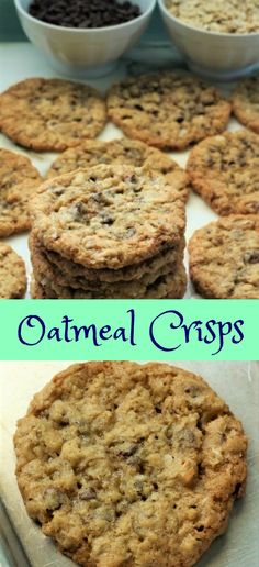 oatmeal crispes cookies with chocolate chips in the middle and on top