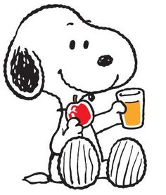 a drawing of a person holding a glass with an apple in front of it and a dog on the other side