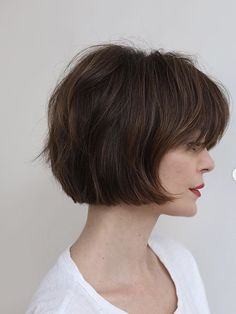 Frenchbob Bangs, Anhcotran Hair, Balayage Shorthair, Volume Haircut, Bangs Fringe, Brown Hair Inspo, Shorter Hair, Haircut Hairstyle