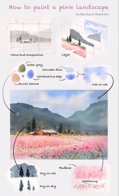 how to paint a pink landscape