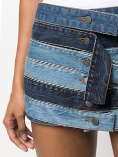 GUESS USA Panelled Denim Mini Skirt - Farfetch Reworked Denim Skirt, Guess Skirt, Mini Skirt Blue, Reworked Clothing, Reworked Denim, High Rise Skirt, Suede Mini Skirt, Denim Maxi Skirt, Denim Mini