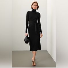 Get Wrapped Up In Sporty Fashion! Size S Hardly Worn 100% Authentic 5-10 Days Shipping Winter Evening Belted Midi Dress, Elegant Winter Belted Dress, Elegant Black Belted Midi Dress, Sleek Midi Dress For Winter Evenings, Sleek Evening Midi Dress For Winter, Sporty Fashion, Black Dresses, Sporty Style, 10 Days